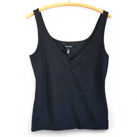 White House Black Market Tops - White House Black Market Large Black Embroidered Sleeveless Lined Tank Top